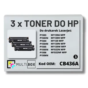 3-PAK Multibox Toner do HP CB436A 36A P1505 M1120 Zamiennik