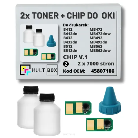 2-PAK Multibox Tonery + chipy V.1 do OKI B412 B432 B512 MB472 MB492 MB562 45807106 2x7,0K