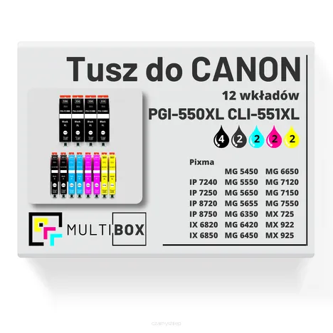 Tusz do CANON PGI-550XL CLI-551XL 12-pak black pigment / black / cyan / magenta / yellow zamiennik Multibox