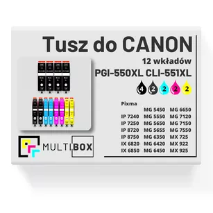 Tusz do CANON PGI550XL CLI551XL 12-pak black pigment / black / cyan / magenta / yellow zamiennik Multibox