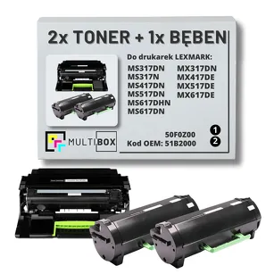 3-PAK Multibox 2x Toner + 1x Bęben do LEXMARK MS317 MS417 51B2000 50F0Z00 2x2.5K/60.0K zamiennik