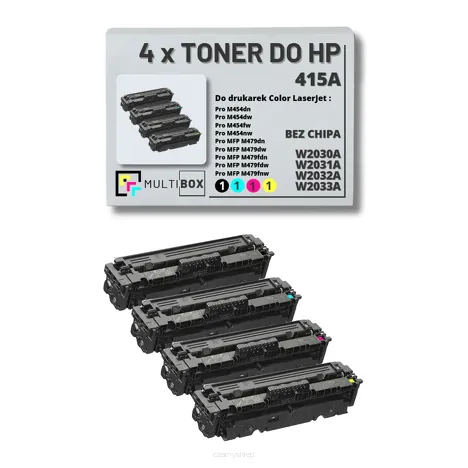 4-PAK Multibox Toner do HP 415A CMYK W2030A W2031A W2032A W2033A zamiennik BEZ CHIPA