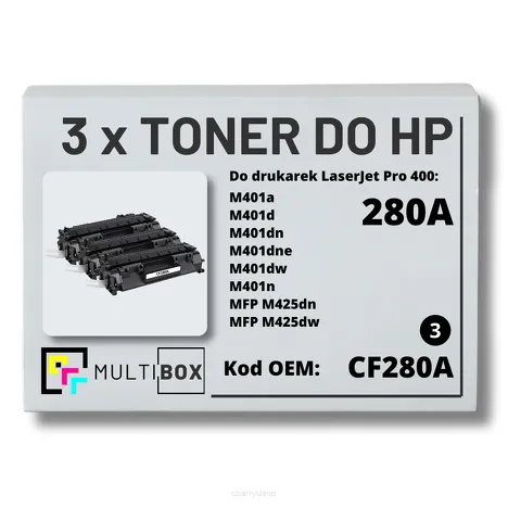 3-PAK Multibox Toner do HP CF280A 80A M401 M425 Zamiennik