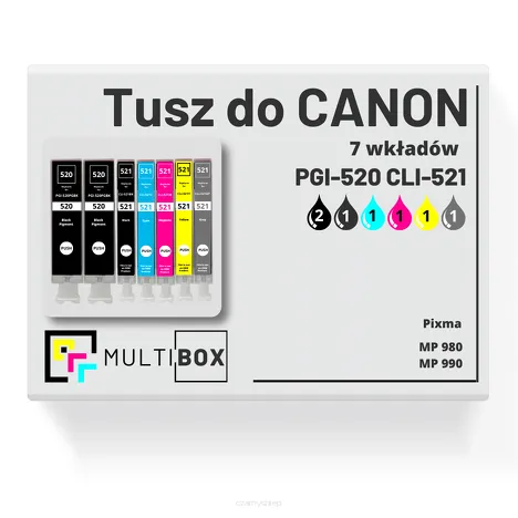 Tusz do CANON PGI-520 CLI-521 7-pak black pigment / black / cyan / magenta / yellow / grey zamiennik Multibox