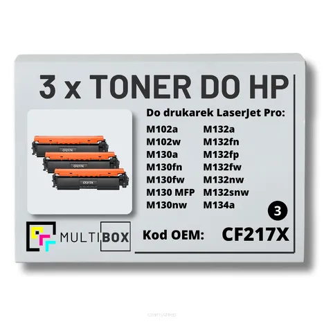 3-PAK Multibox Toner do HP CF217H 17H M102 M130 Zamiennik