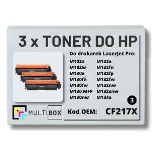 3-PAK Multibox Toner do HP CF217H 17H M102 M130 Zamiennik