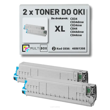 2-PAK Multibox Toner do OKI C834 C844 46861308 XL black zamiennik