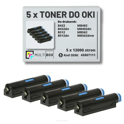 5-PAK Multibox Toner do OKI B432 B512 MB492 MB562 45807111 zamiennik
