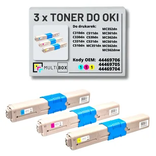 3-PAK Multibox Toner do OKI C310 MC362 MC562 cyan/magenta/yellow zamiennik
