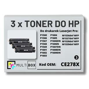 3-PAK Multibox Toner do HP CE278X 78X P1566 P1606 Zamiennik