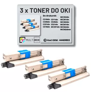 Toner do OKI C310 MC362 MC562 44469803 3-pak black zamiennik Multibox