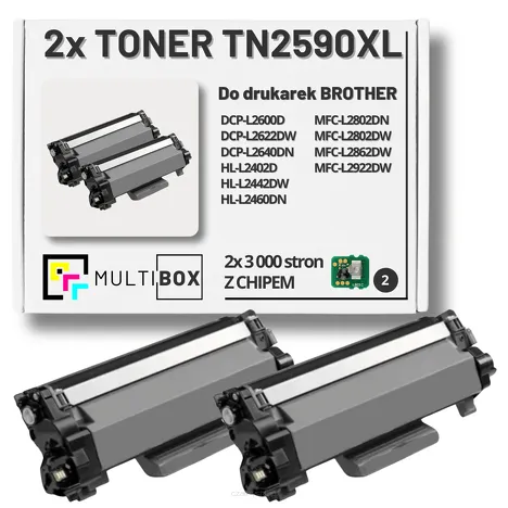 2-PAK Multibox Toner do BROTHER TN2590XL zamiennik Z CHIPEM