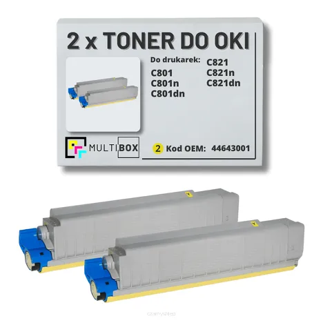 2-PAK Multibox Toner do OKI C801 C821 44643001 yellow zamiennik