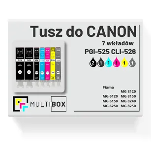 Tusz do CANON PGI-525 CLI-526 7-pak black pigment / black / cyan / magenta / yellow / grey zamiennik Multibox