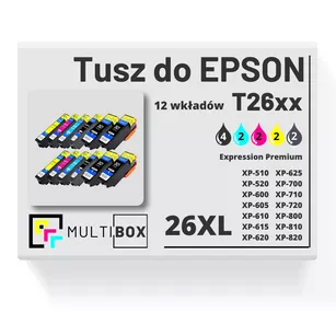 Tusz do EPSON 26XL T2621 T2631 T2632 T2633 T2634 12-pak cyan / magenta / yellow / black / photo black zamiennik Multibox