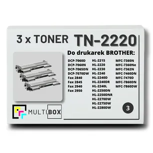 3-PAK Multibox Toner do BROTHER TN2220 zamiennik