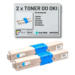 2-PAK Multibox Toner do OKI C301 C321 MC332 MC342 44973535 cyan zamiennik