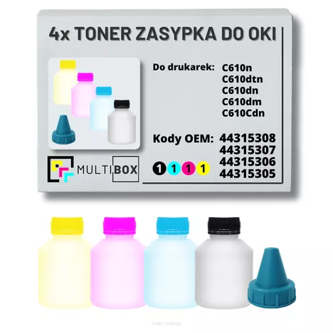 4-pak zestaw tonery zasypki do OKI C610 8,0K/3x6,0K Multibox