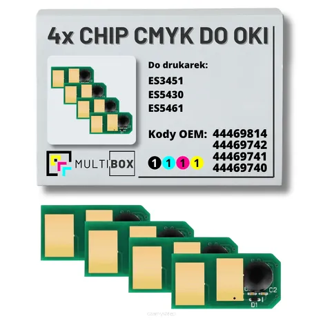 4-pak zestaw Chipów CMYK do OKI ES5430 ES3451 ES5461 4x5,0K Multibox