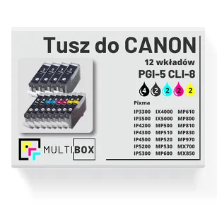 Tusz do CANON PGI-5 CLI-8 12-pak black pigment / black / cyan / magenta / yellow zamiennik Multibox