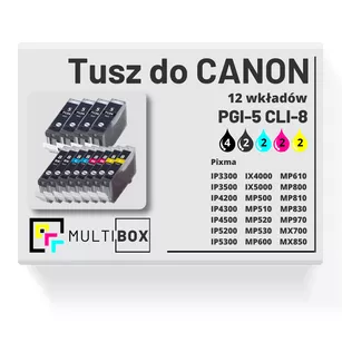 Tusz do CANON PGI5 CLI8 12-pak black pigment / black / cyan / magenta / yellow zamiennik Multibox