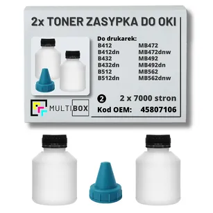 2-PAK Multibox Tonery zasypki do OKI B412 B432 B512 MB472 MB492 MB562 45807106 2x7,0K