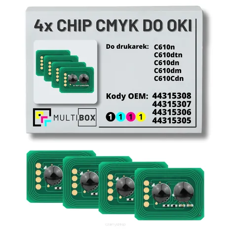 4-pak zestaw Chipów CMYK do OKI C610 8,0K/3x6,0K Multibox