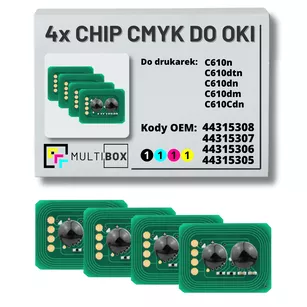 4-pak zestaw Chipów CMYK do OKI C610 8,0K/3x6,0K Multibox