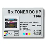 3-PAK Multibox Toner do HP 216A CMY W2411A W2412A W2413A zamiennik BEZ CHIPA - 2