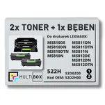 3-PAK Multibox 2x Toner + 1x Bęben do LEXMARK MS810 MS811 522H 52D2H00 52D0Z00 2x25.0K/100.0K zamiennik - 2