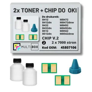 2-PAK Multibox Tonery + chipy V.2 do OKI B412 B432 B512 MB472 MB492 MB562 45807106 2x7,0K