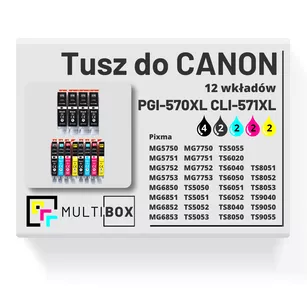 Tusz do CANON PGI570XL CLI571XL 12-pak black pigment / black / cyan / magenta / yellow zamiennik Multibox