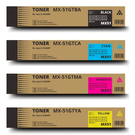 4 X Toner do Sharp MX-51GTBA MX-51GTCA MX-51GTMA MX-51GTYA CMYK zamiennik