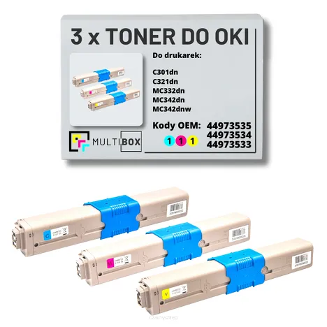 Toner do OKI C301 C321 MC332 MC342 3-pak cyan/magenta/yellow zamiennik Multibox