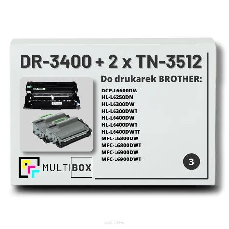 3-PAK Multibox 2x Toner + 1x Bęben do BROTHER TN3512 DR3400 zamiennik