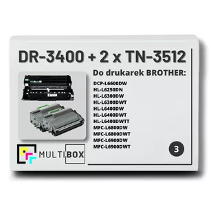 2x Toner do BROTHER TN3512 + 1x Bęben DR3400 3-pak Multibox zamiennik