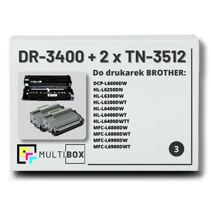 3-PAK Multibox 2x Toner + 1x Bęben do BROTHER TN3512 DR3400 zamiennik