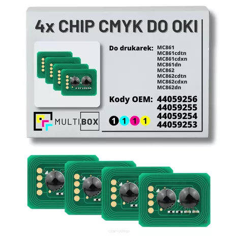 4-pak zestaw Chipów CMYK do OKI MC861 MC862 XL 9,5K/3x10,0K Multibox