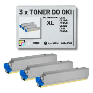 3-PAK Multibox Toner do OKI C833 C843 46443104 XL black zamiennik