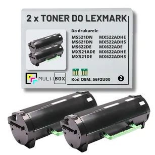 2-PAK Multibox Toner do LEXMARK MS521 MS621 MS622 MX521 MX522 MX622 56F2U00 2x25.0K zamiennik