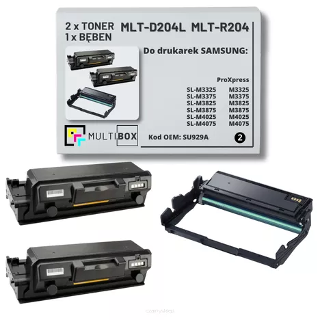 2x Toner + 1x Bęben do SAMSUNG M3325 M4025 MLT-D204L MLT-R204 SU929A 5K/30K 3-pak Multibox Zamiennik