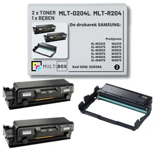 2x Toner + 1x Bęben do SAMSUNG M3325 M4025 MLT-D204L MLT-R204 SU929A 5K/30K 3-pak Multibox Zamiennik