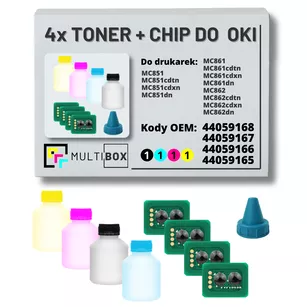 4-pak zestaw tonery + chipy do OKI MC851 MC861 MC862 7,0K/3x7,3K Multibox