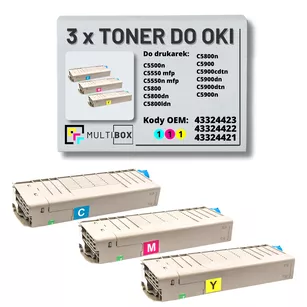 Toner do OKI C5800 C5900 3-pak cyan/magenta/yellow zamiennik Multibox