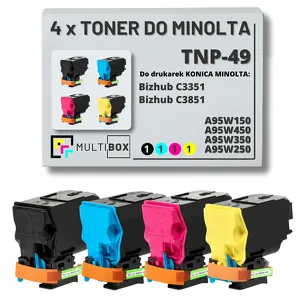 4-pak Toner do KONICA MINOLTA TNP-49 A95W150 A95W450 A95W350 A95W250 BIZHUB C3351 C3851 13.0K/3x12.0K CMYK Multibox zamiennik