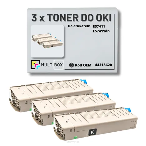 3-PAK Multibox Toner do OKI ES7411 44318620 black zamiennik