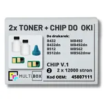 2-PAK Multibox Tonery + chipy V.1 do OKI B432 B512 MB492 MB562 45807111 2x12,0K - 2