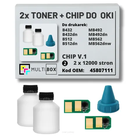 2-PAK Multibox Tonery + chipy V.1 do OKI B432 B512 MB492 MB562 45807111 2x12,0K