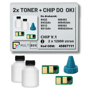 2-pak zestaw tonery + chipy V.1 do OKI B432 B512 MB492 MB562 45807111 2x12,0K Multibox