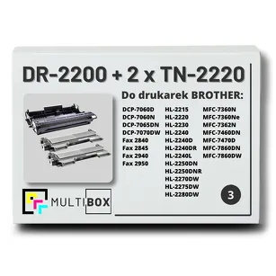 2x Toner do BROTHER TN-2220 + 1x Bęben DR-2200 3-pak Multibox zamiennik